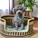 Luxury Handwoven Bolga Dog Basket – Eco-Friendly Pet Bed for Small Dogs & Cats | Durable, Natural Straw, Boho Home Decor