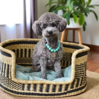 Luxury Handwoven Bolga Dog Basket – Eco-Friendly Pet Bed for Small Dogs & Cats | Durable, Natural Straw, Boho Home Decor