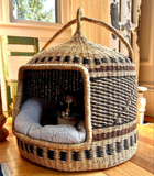 Handwoven Bolga Cat Bed – Natural Pet Basket for Cats & Small Dogs with Handle