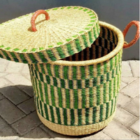 Green Laundry Basket | Storage Basket | Classic Lidded laundry Hamper | Home basic laundry basket | Laundry basket with Lid