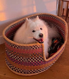 Comfortable Dog Basket Bed | Colourful dog bed | Handmade dog basket | Round woven dog bed