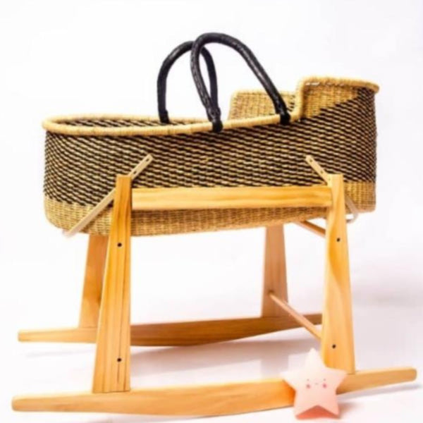 Classic Handmade Bassinet | Handwoven Bassinet | Moses basket with stand | Ghana Bolga basket | Traditional Moses basket |