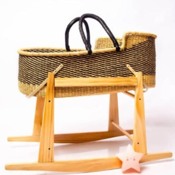 Classic Handmade Bassinet Handwoven Bassinet Moses basket with stand Ghana Bolga basket Traditional Moses basket