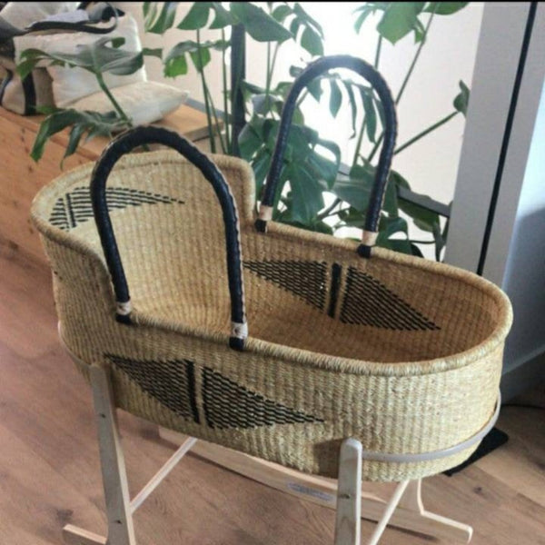 Handmade  Bassinet with stand | Moses basket and rocker | Beautiful Moses Basket | Ghana baby basket | Hand woven bassinet