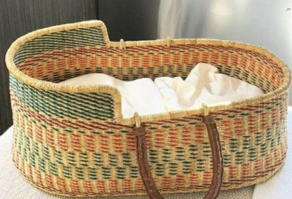 Beautiful Moses Basket | Handmade bassinet | Moses Basket with Stand | Ghana baby basket | African bassinet | Handwoven baby basket | Baby Crib